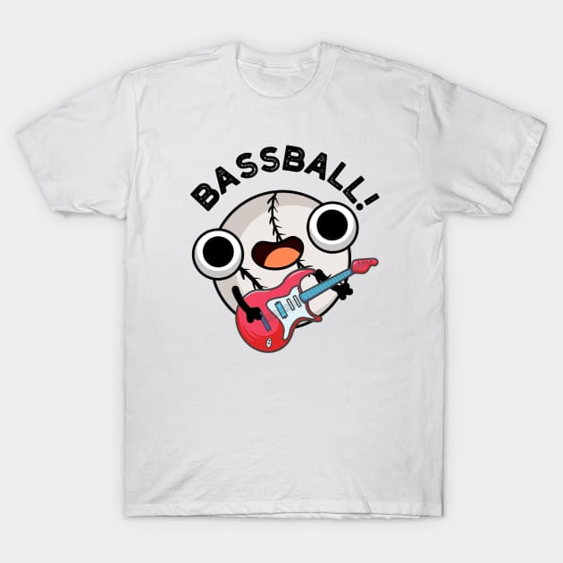 Bass-ball Funny Baseball Bass Guitarist Pun T-Shirt by punnybone